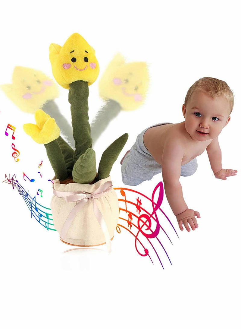 Electric Dancing Tulip Plant Toys Repeats Adjustable Volume Talking Toy