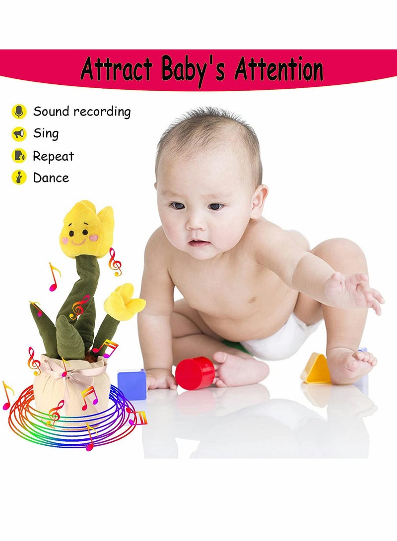 Electric Dancing Tulip Plant Toys Repeats Adjustable Volume Talking Toy