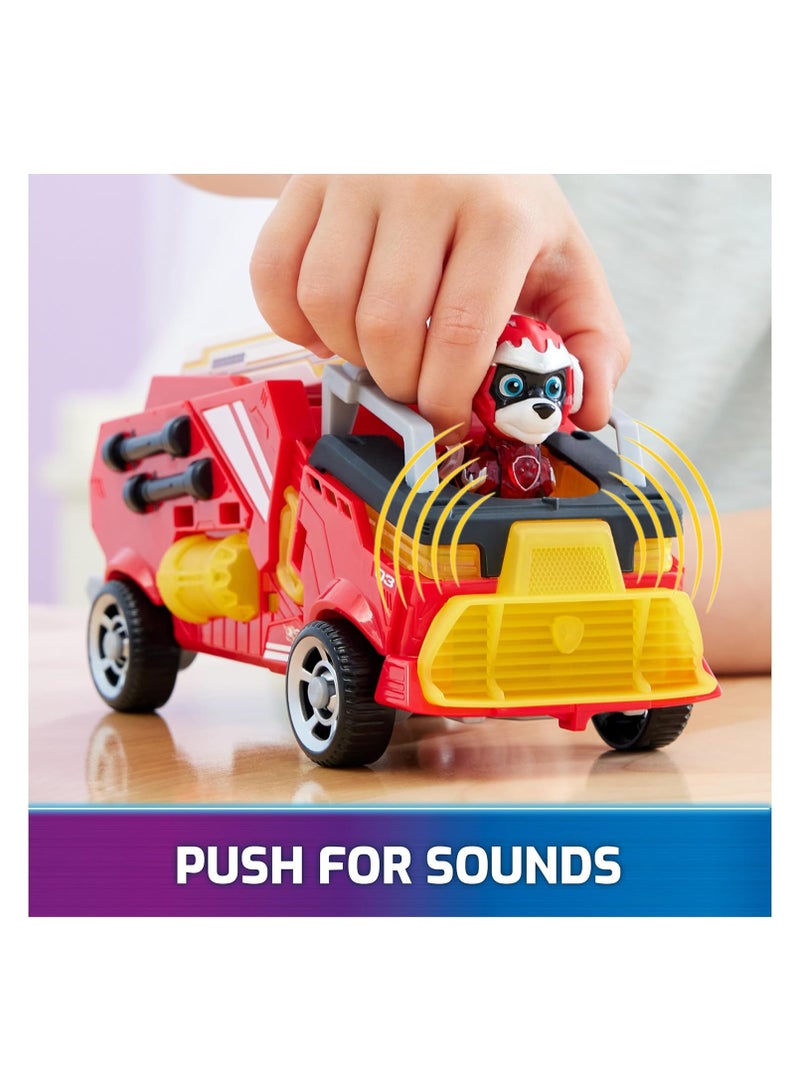 Paw Patrol: The Mighty Movie, Firetruck Toy with Marshall Mighty Pups Action Figure, Lights and Sounds, Kids Toys