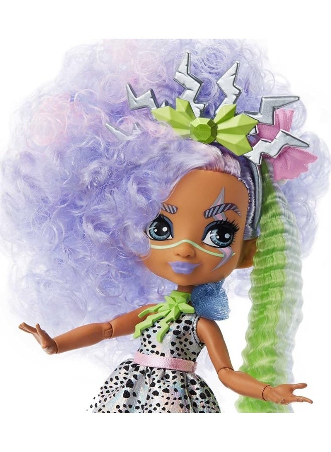 Mattel Cave Club Bashley Doll 810inch Lavender Hair Poseable Prehistoric Fashion Doll with Dinosaur Pet and Accessories Gift for 4 Year Olds and Up