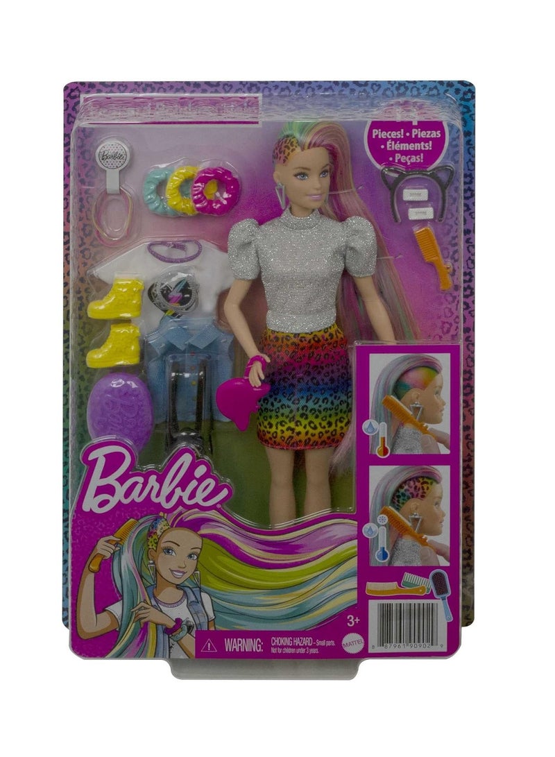 Barbie Leopard Rainbow Hair Feature Doll