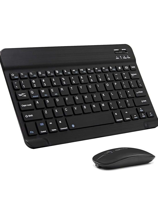 Bluetooth Keyboard and Mouse Combo - Ultra-Slim Portable Compact Wireless Mouse Keyboard Set for Android Windows Tablet Cell Phone iPhone iPad Pro Air Mini, iPad OS/iOS 13 - Black