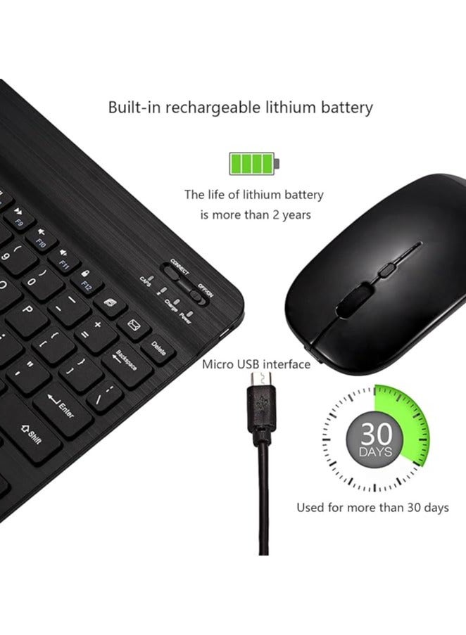 Bluetooth Keyboard and Mouse Combo - Ultra-Slim Portable Compact Wireless Mouse Keyboard Set for Android Windows Tablet Cell Phone iPhone iPad Pro Air Mini, iPad OS/iOS 13 - Black