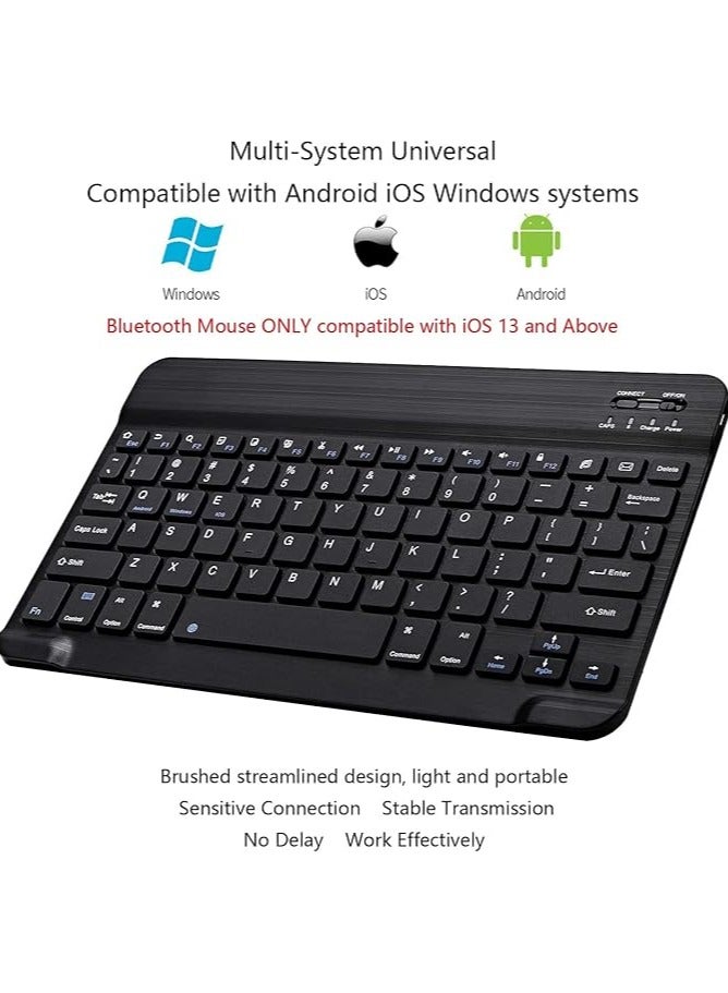 Bluetooth Keyboard and Mouse Combo - Ultra-Slim Portable Compact Wireless Mouse Keyboard Set for Android Windows Tablet Cell Phone iPhone iPad Pro Air Mini, iPad OS/iOS 13 - Black