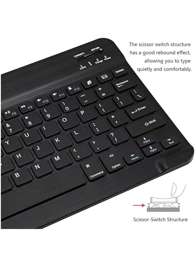 Bluetooth Keyboard and Mouse Combo - Ultra-Slim Portable Compact Wireless Mouse Keyboard Set for Android Windows Tablet Cell Phone iPhone iPad Pro Air Mini, iPad OS/iOS 13 - Black