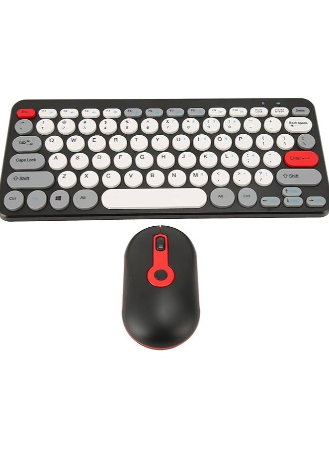 Wireless Keyboard Mouse Set, 2.4G Keyboard Mouse Combo, Slim Round Wireless Keyboard with Mute Design Laptop Button Feel for Desktops Computer Laptops (Black)