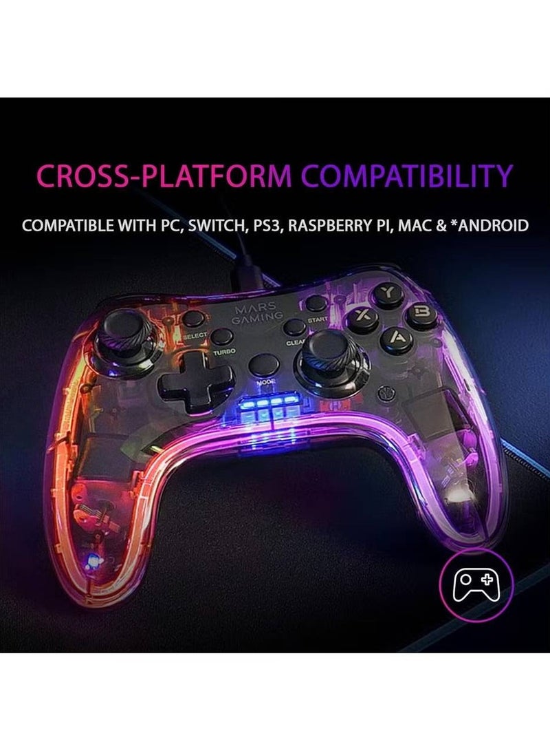 Professional Neon RGB Wireless Gamepad Dual Haptic Vibration Analogue Joysticks Controller For PC And PS3