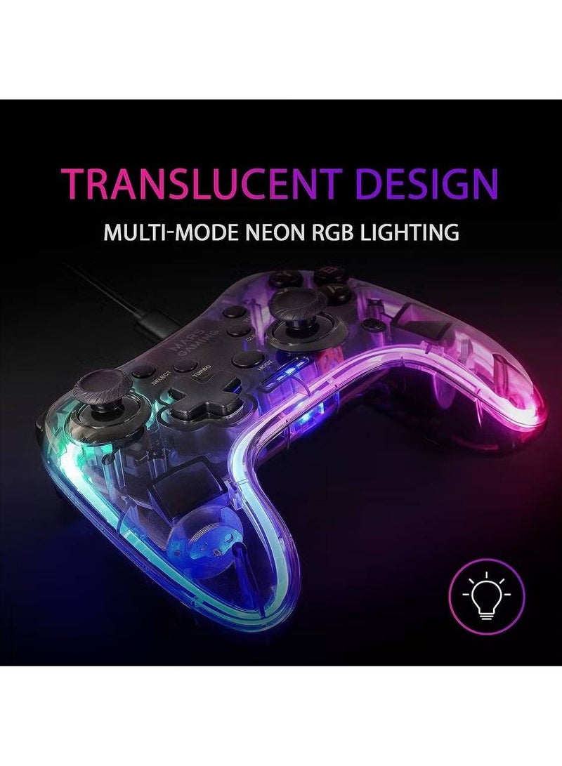 Professional Neon RGB Wireless Gamepad Dual Haptic Vibration Analogue Joysticks Controller For PC And PS3