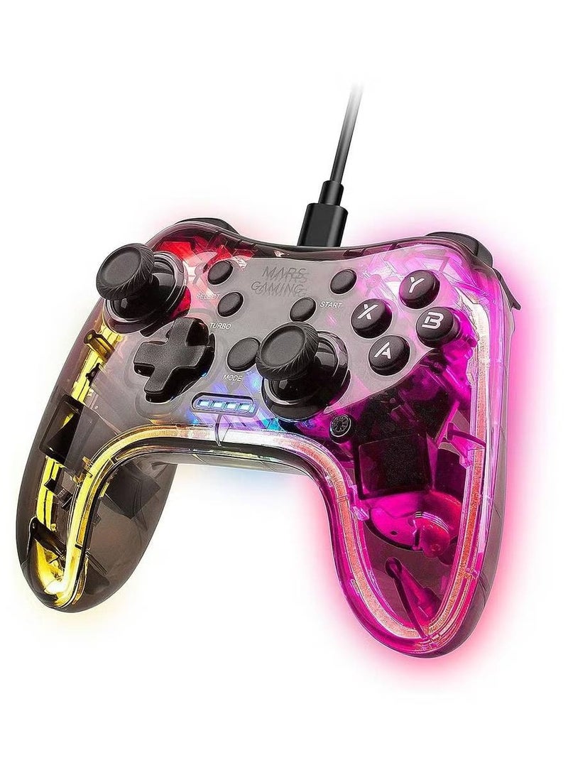 Professional Neon RGB Wireless Gamepad Dual Haptic Vibration Analogue Joysticks Controller For PC And PS3