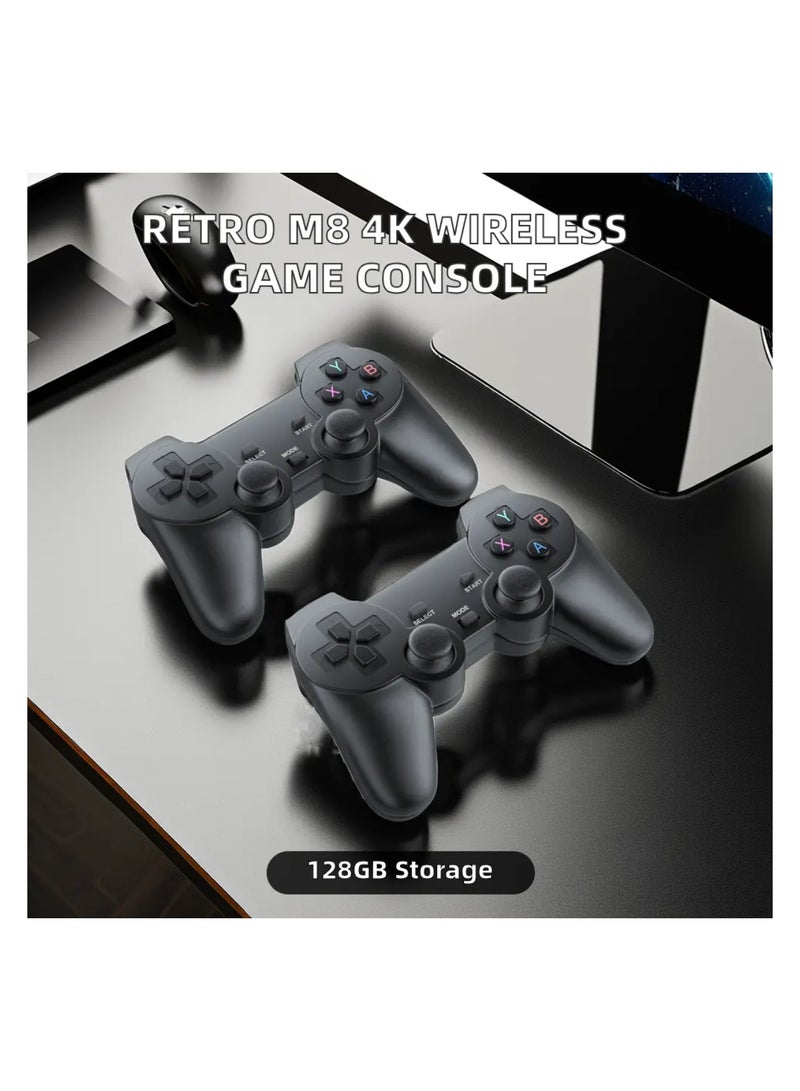 Classic M8 Game Stick 4K Game Console with Two 2.4G Wireless Gamepads Dual Players HDMI Output Built in 3500 Classic Games Compatible with Android TV/PC/Laptop/Projector.