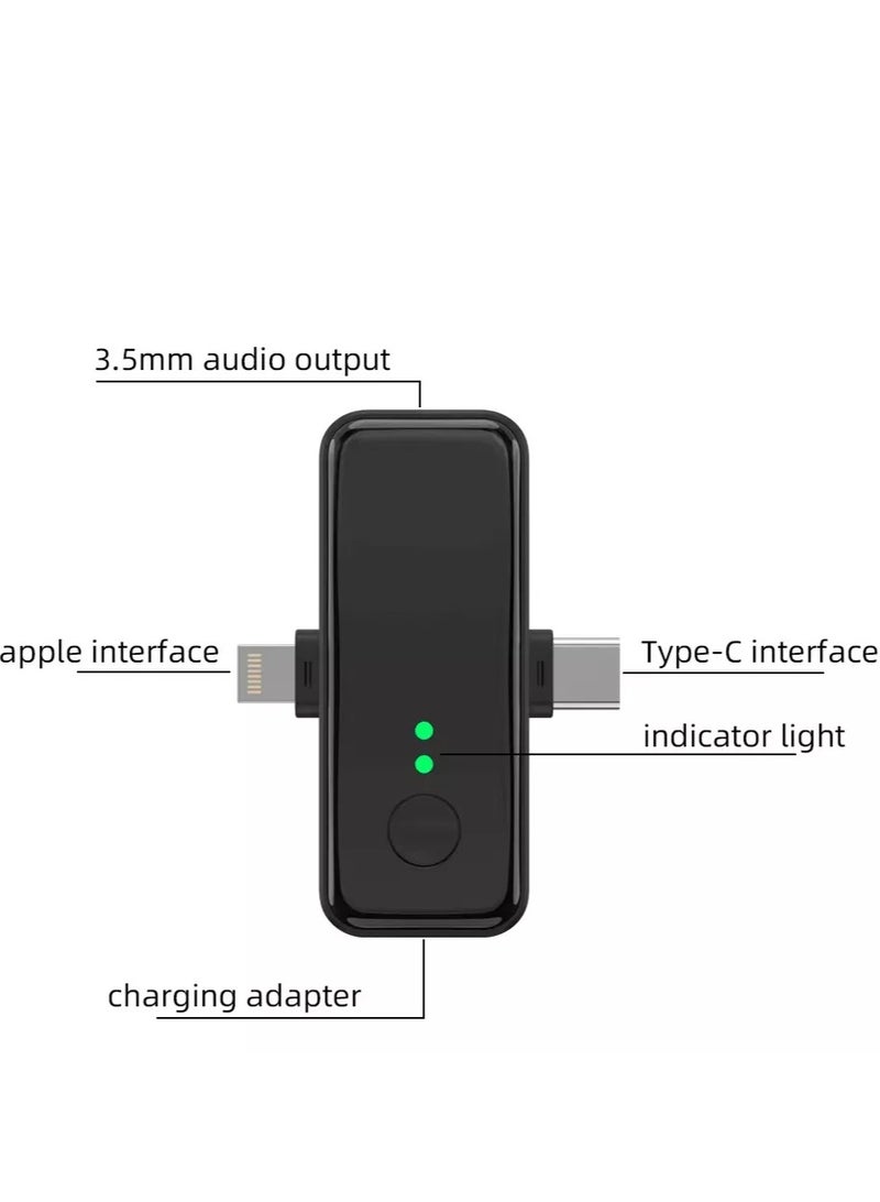 3 in 1 Wireless microphone for iPhone and Type-C Plug one with 2 Microphe