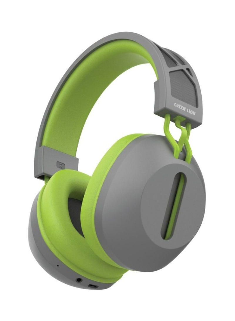 SolarEcho Headphones, ANC, Infinite Playtime, 10m Distance, Microphone, AUX Support - Gray/Green