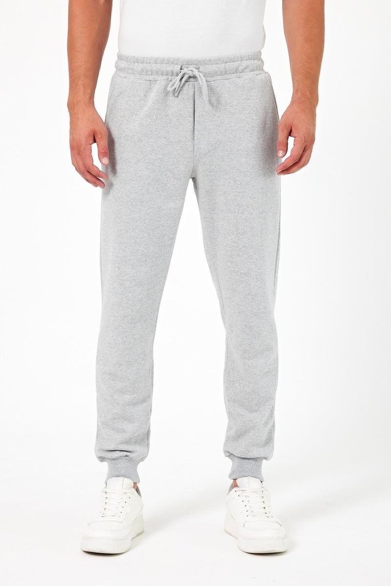 Thick Grey Men's Sweatpants Jogger Back Pocket Elastic Leg Regular Fit Non-raised