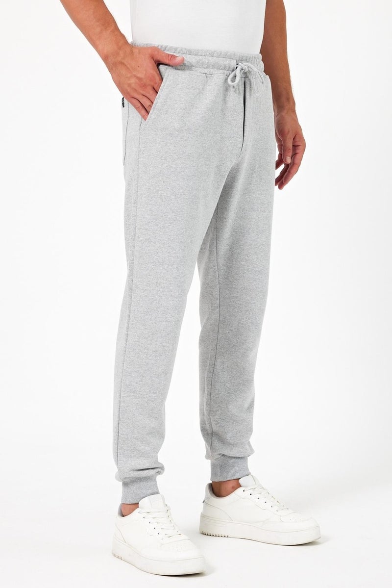 Thick Grey Men's Sweatpants Jogger Back Pocket Elastic Leg Regular Fit Non-raised