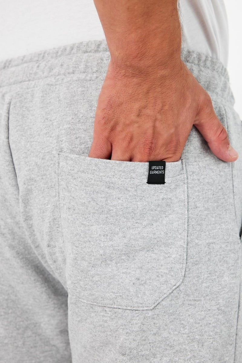 Thick Grey Men's Sweatpants Jogger Back Pocket Elastic Leg Regular Fit Non-raised