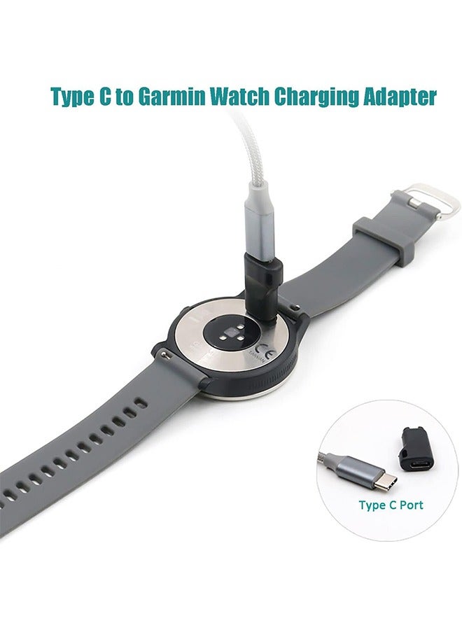 Sports Watch Charger to Type C Adapter, 2 Pack Compatible with Garmin Fenix 7/7S/7X/6S/6/6X/5S/5/5X, Instinct 1/2/2S/Tide/Tactical, Forerunner, Vivomove,Vivoactive,Venu Series and More