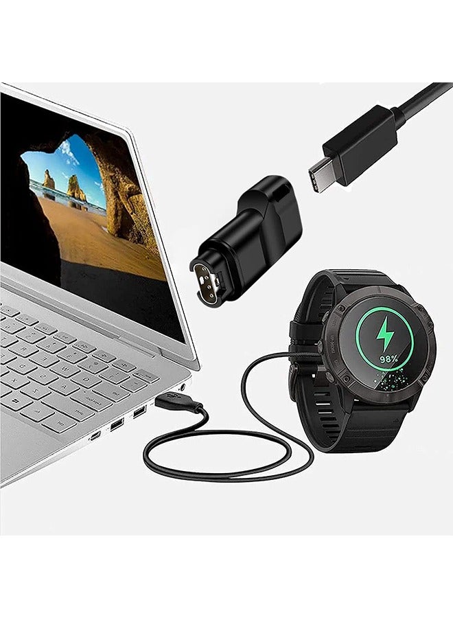 Sports Watch Charger to Type C Adapter, 2 Pack Compatible with Garmin Fenix 7/7S/7X/6S/6/6X/5S/5/5X, Instinct 1/2/2S/Tide/Tactical, Forerunner, Vivomove,Vivoactive,Venu Series and More