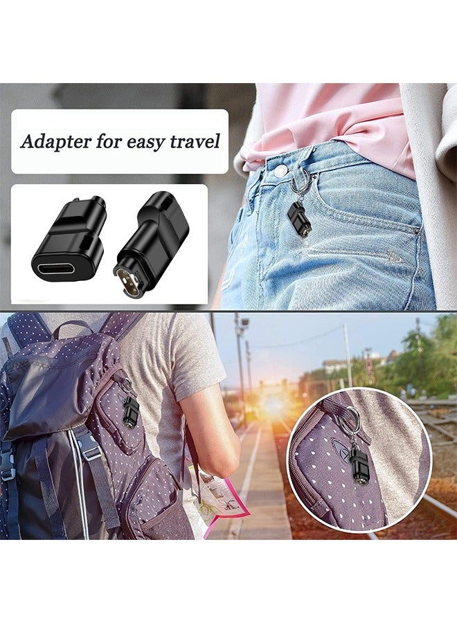 Sports Watch Charger to Type C Adapter, 2 Pack Compatible with Garmin Fenix 7/7S/7X/6S/6/6X/5S/5/5X, Instinct 1/2/2S/Tide/Tactical, Forerunner, Vivomove,Vivoactive,Venu Series and More