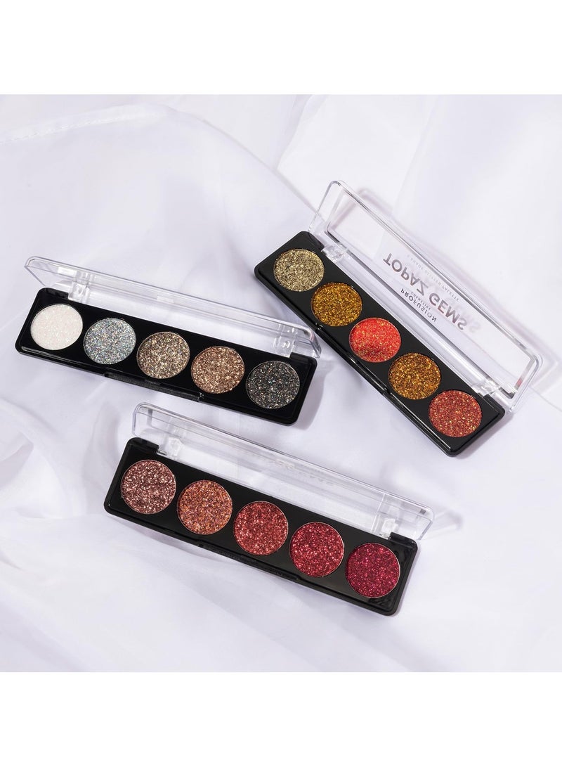 Cosmetics 5 Shade Gems Glitter Palette Unleash Your Inner Sparkle with Vibrant Pressed Glitters and Gems for Effortless Glam Raise Your Look with Richly Pigments