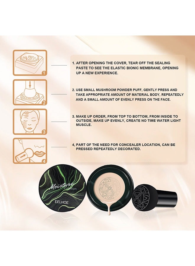 Mushroom Head Air Cushion BB Cream,Facial Concealer,Brightening And Moisturizing Natural Nude Makeup Foundation (Natural Color)
