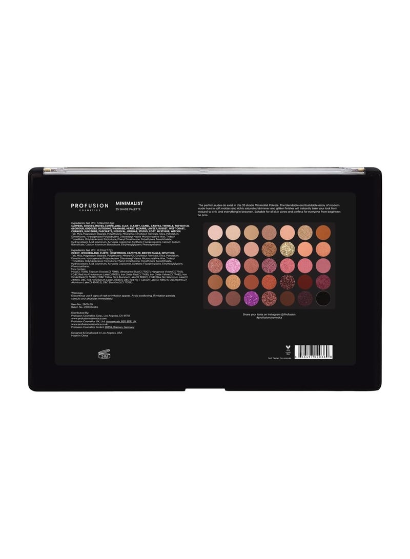 Cosmetics Minimalist 35 Shade Eyeshadow Palette Get Creative with Blendable Nude Shades and Glitter Finishes Pro Quality Nude Eyeshadow Palette Ideal for Beginners and Experts