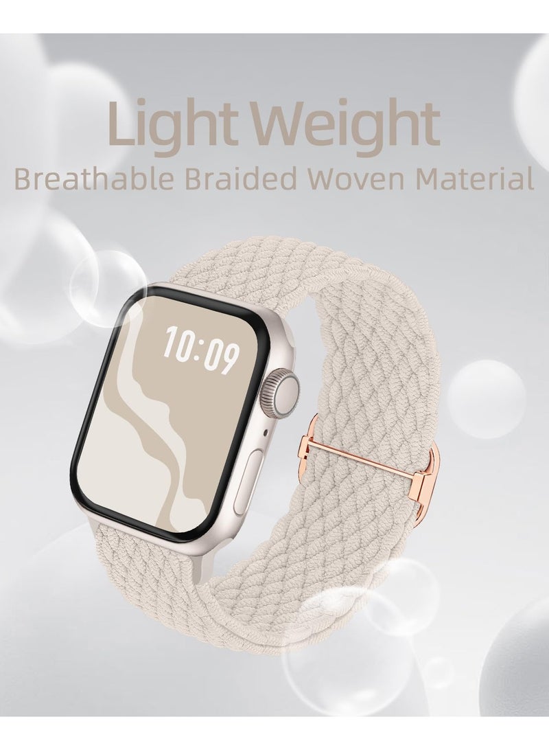 4pcs Braided Stretchy Solo Loop Compatible for Apple Watch Band 38mm 40mm 41mm 42mm for Women Men, Nylon Elastic Straps Wristbands for iWatch Series 10 9 8 7 6 SE 5 4 3 2 Ultra Ultra 2