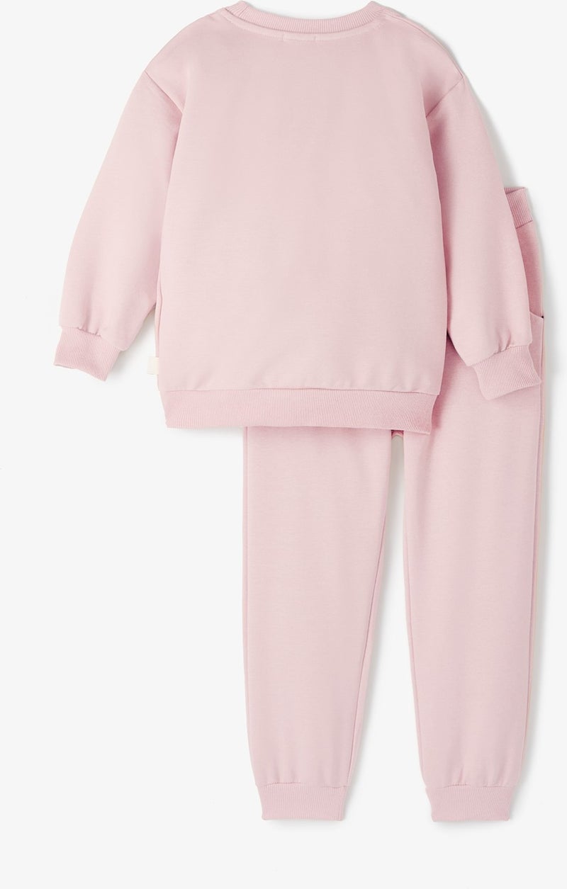 Girl's Glittery Printed Tracksuit Set