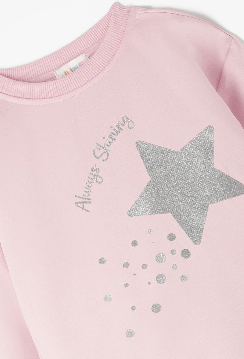 Girl's Glittery Printed Tracksuit Set