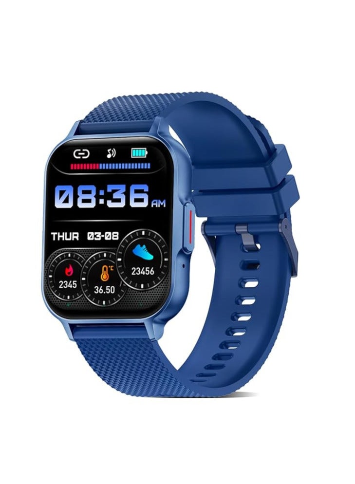 pTron Newly Launched Reflect Classic 2.01 inch Square Dial Smartwatch, Bluetooth Calling, Full Touch Display, 600 NITS, Metal Frame, 100+ Watch Faces, HR,SpO2, Voice Assist, 5 Days Battery Life (Blue)