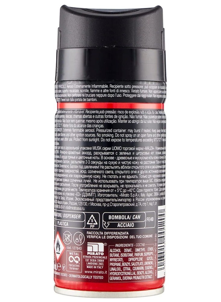 Malizia Uomo Musk Deodorant Body Spray 150ml (Pack of 12)