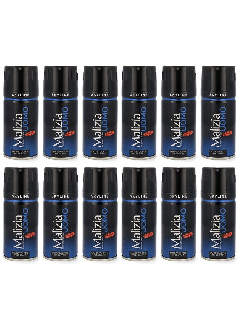 Malizia Uomo Deodorant Skyline Body Spray 150ml (Pack of 12)