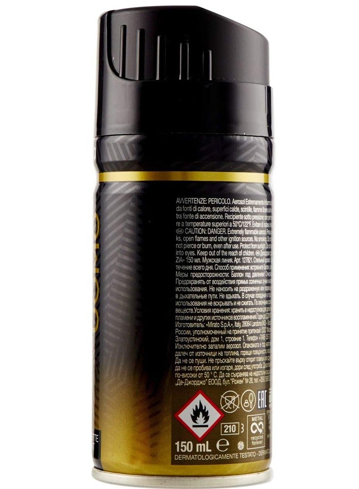 Malizia Uomo Deodorant Gold Body Spray 150ml (Pack of 6)