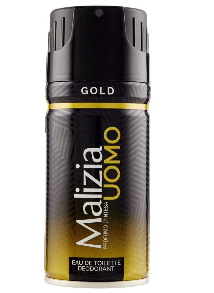 Malizia Uomo Deodorant Gold Body Spray 150ml (Pack of 6)