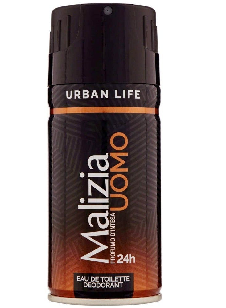 Malizia Uomo Urban Life Deodorant Body Spray 150ml (Pack of 6)