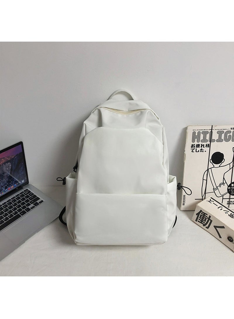 Backpack for Teen Adults Students Laptop Backpack College School Bags Travel Work Commuter Bag Plain Color All-match Fashion Large Capacity Basic Bookbags White