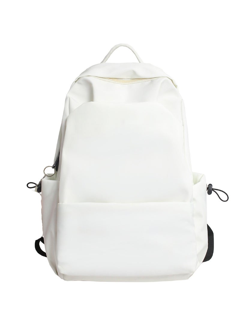 Backpack for Teen Adults Students Laptop Backpack College School Bags Travel Work Commuter Bag Plain Color All-match Fashion Large Capacity Basic Bookbags White