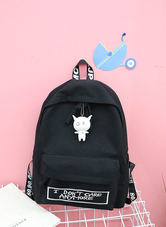 Zipper Closure Backpack Black