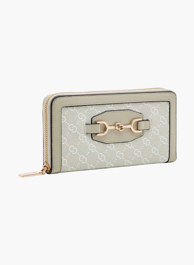 Women Monogram Print Zip-Around Wallet