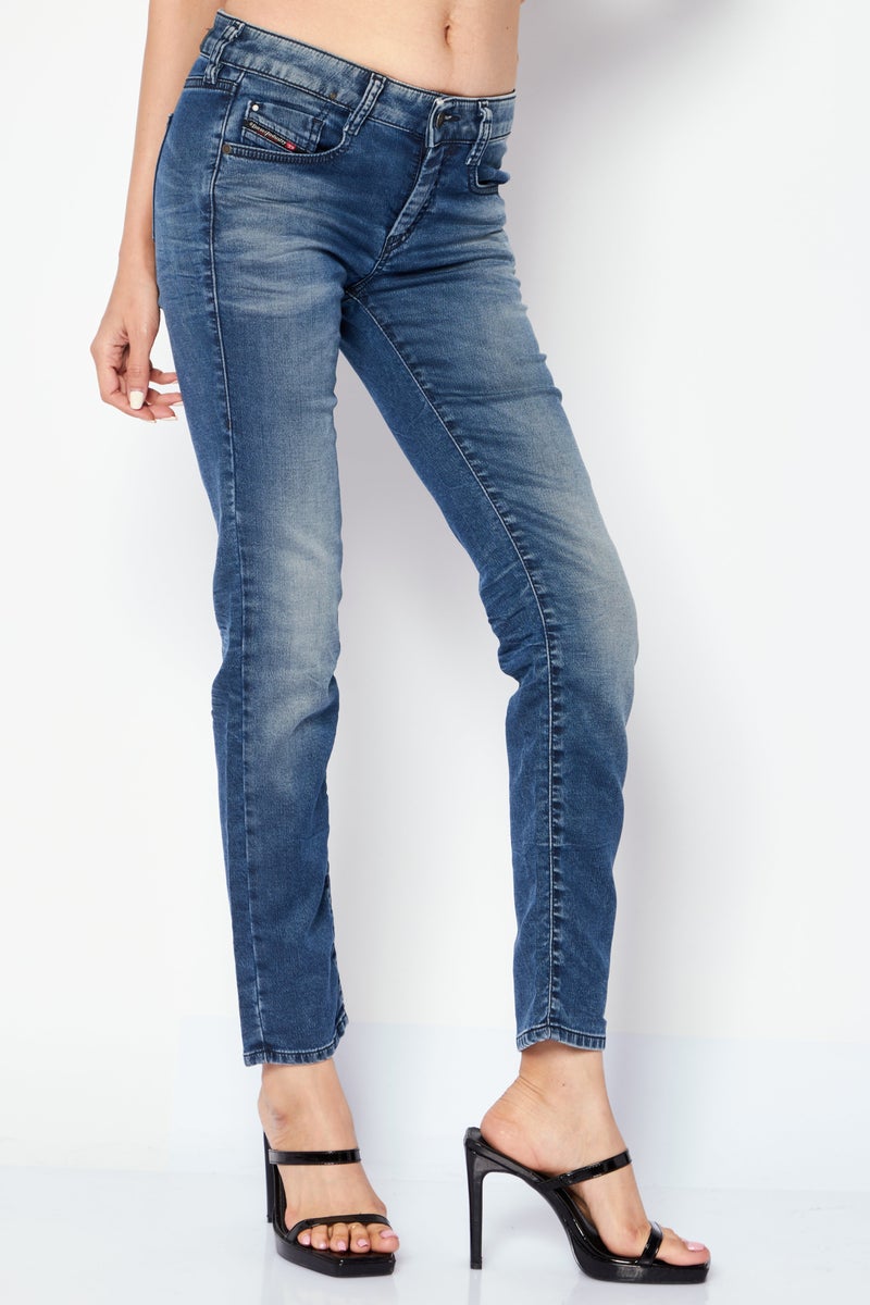 Women Regular Fit Washed Stretchable Denim Jeans, Blue