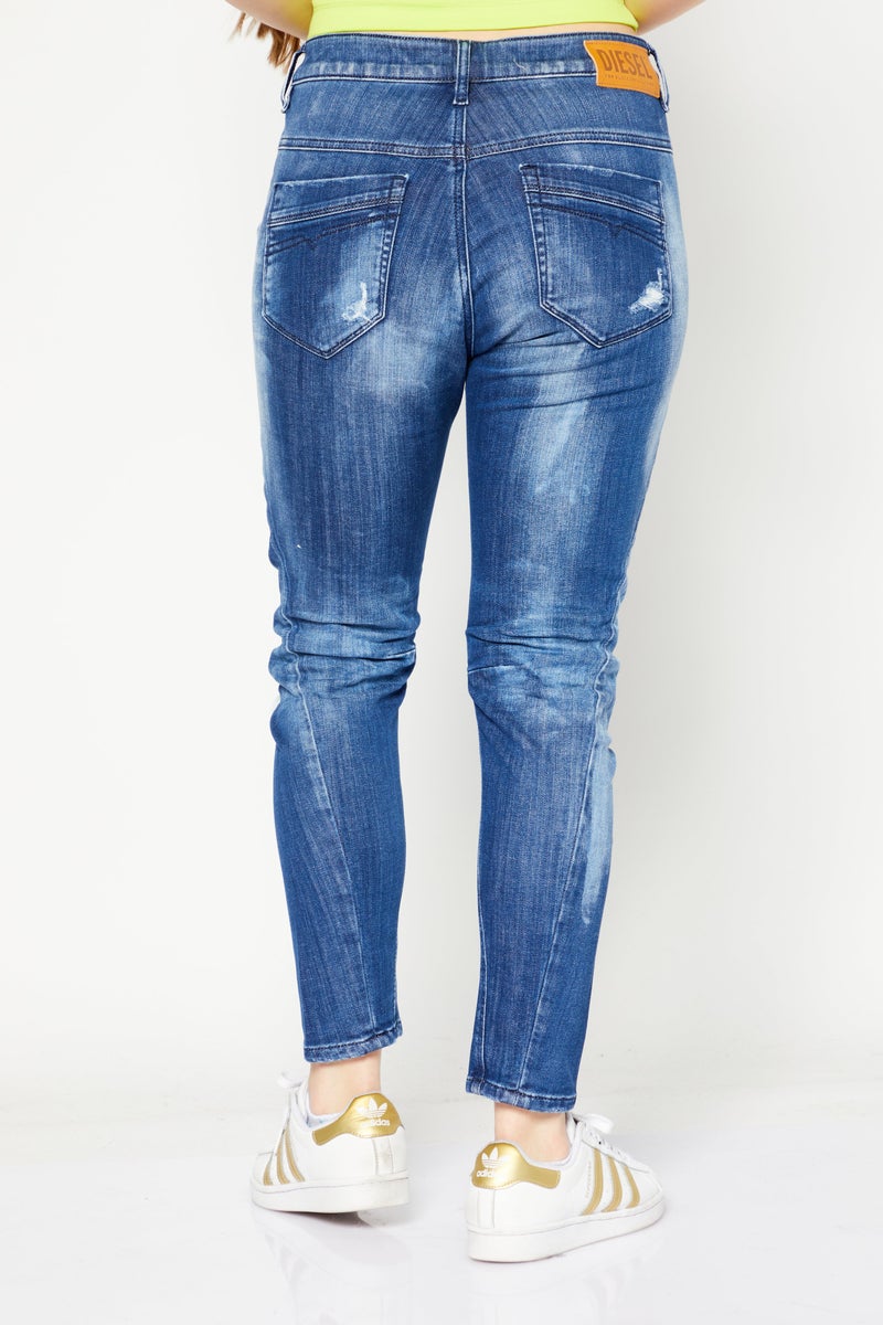 Women Regular Fit Washed Stretchable Denim Jeans, Blue