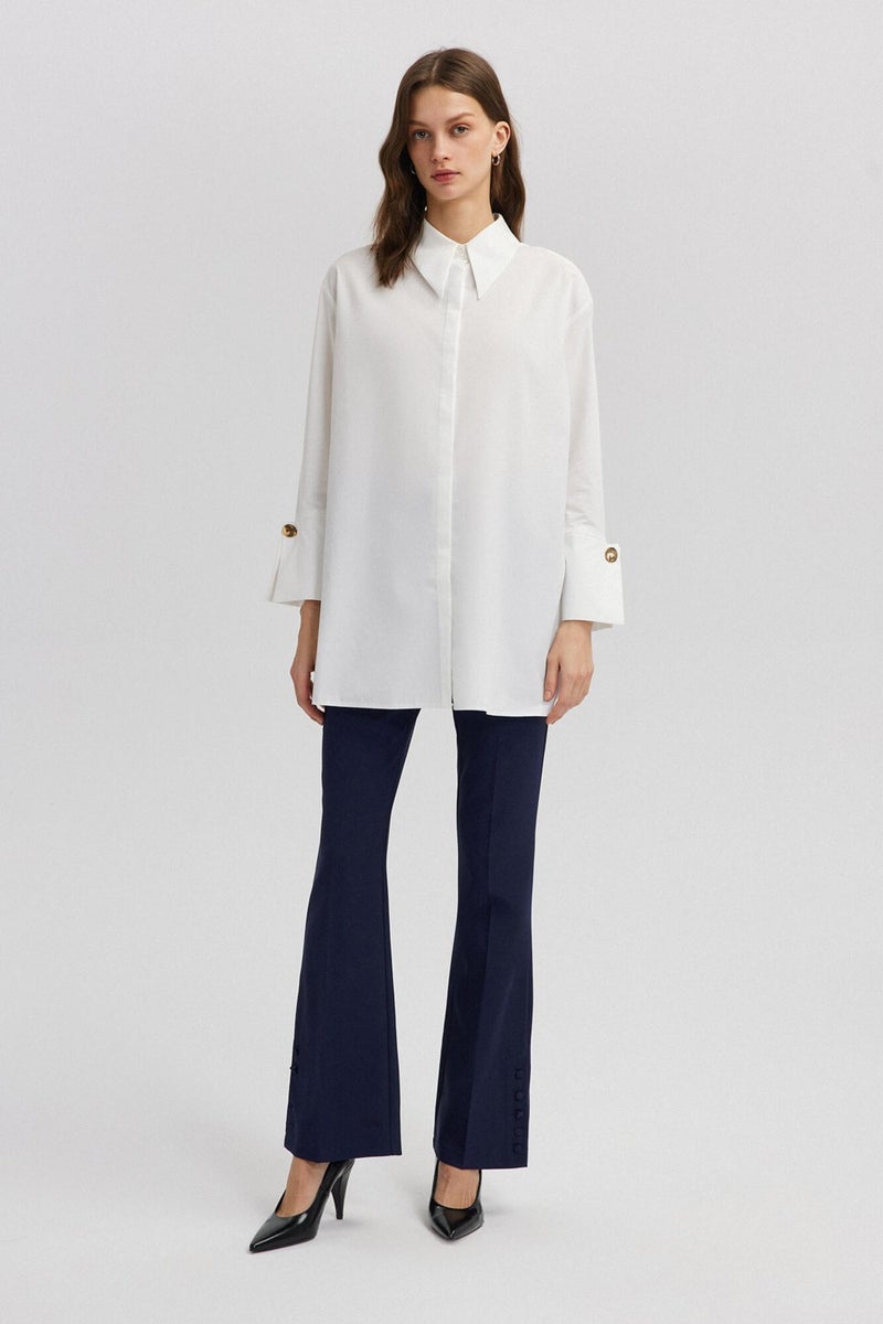 Wide Cuff Poplin Shirt