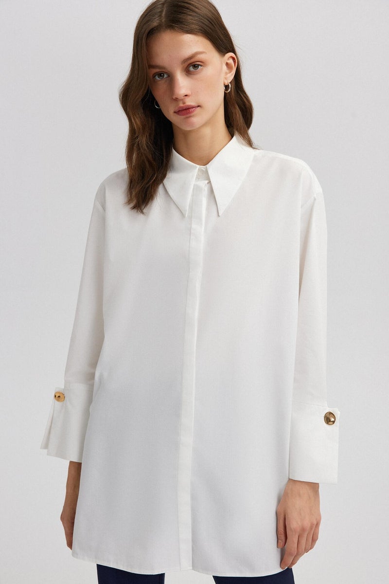 Wide Cuff Poplin Shirt