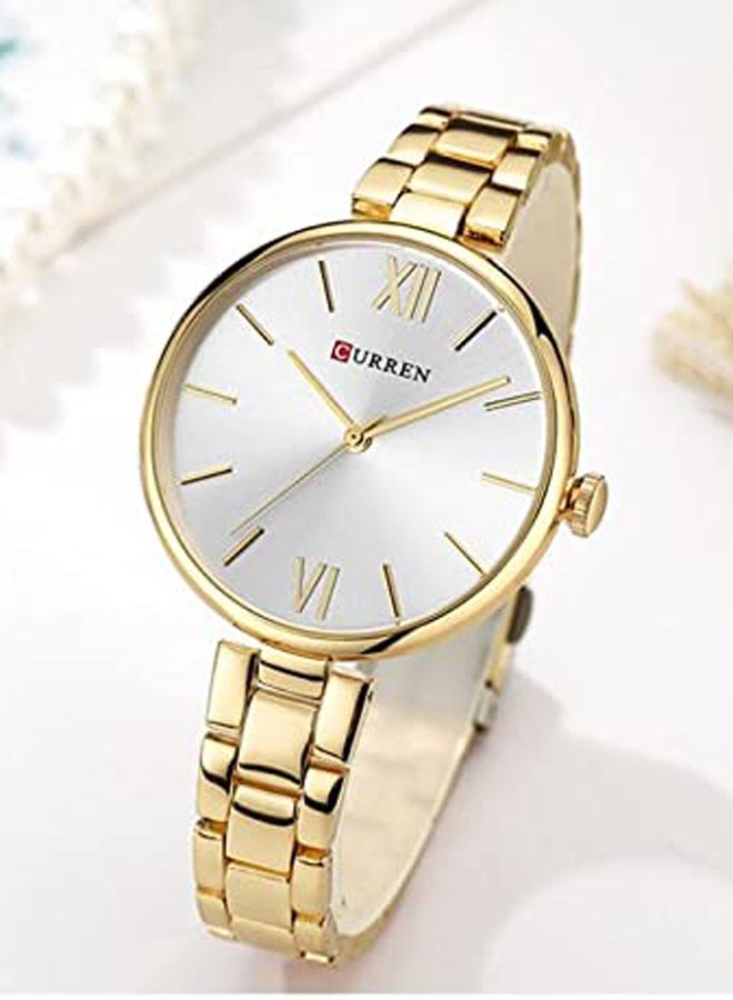 CURREN-9017 Original Brand Stainless Steel Band Wrist Watch For Women With Free Box