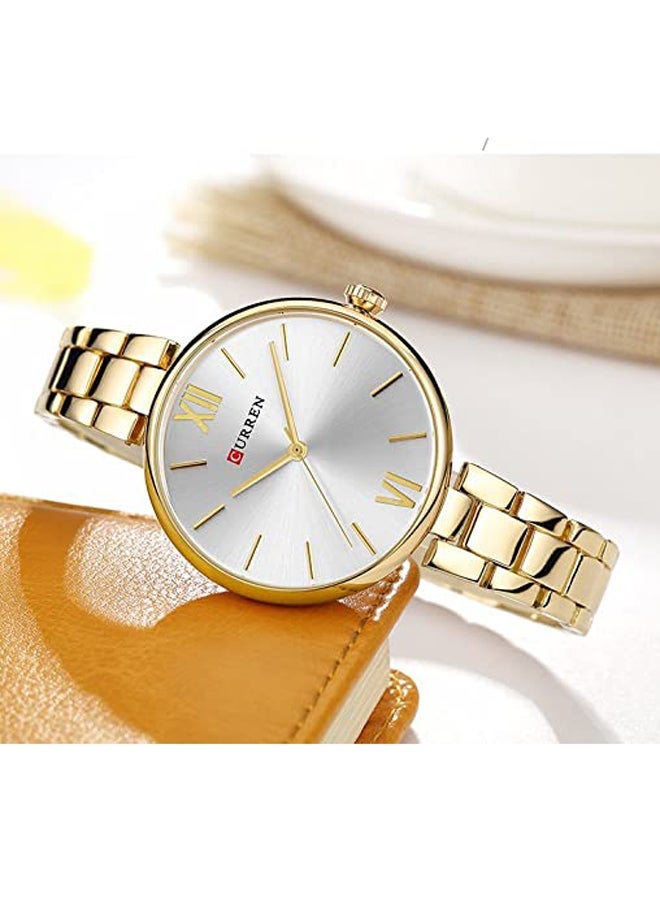 CURREN-9017 Original Brand Stainless Steel Band Wrist Watch For Women With Free Box