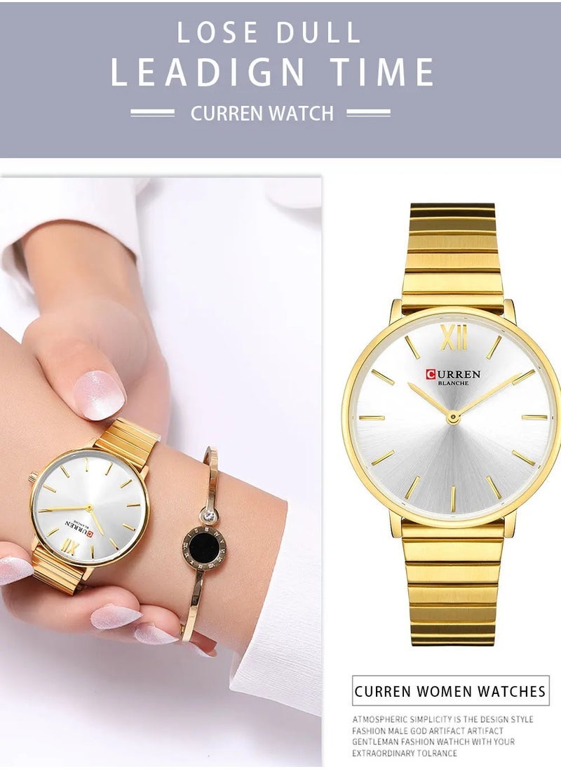 CURREN-9040 Original Brand Band Wrist Watch For Women With Free Box