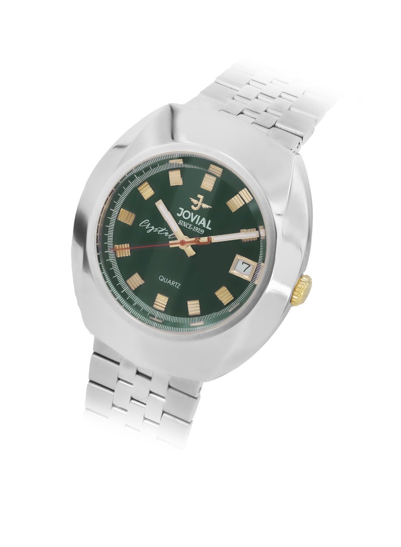 Women's Fashion metal band watch, 40mm, Green Dial