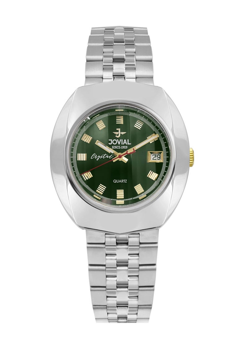 Women's Fashion metal band watch, 40mm, Green Dial