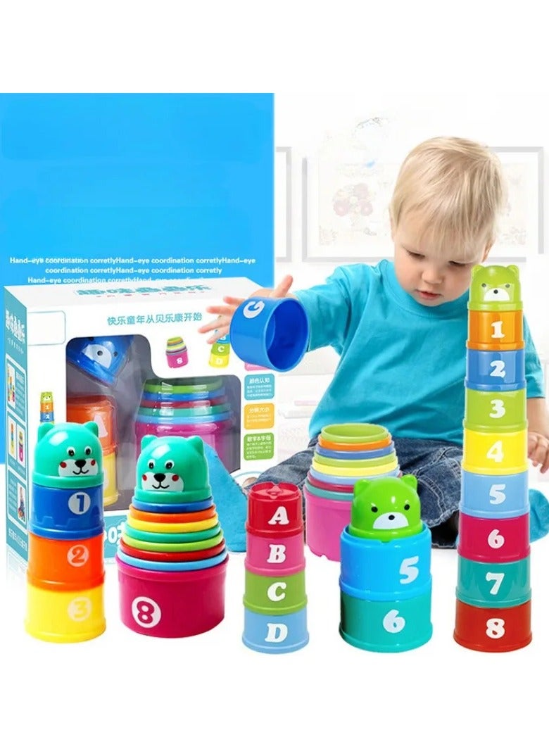 Kid Brain Response Battle Fold Cup Hand Speed Competition Stack Game Early Education Puzzle Train Board Game Toy