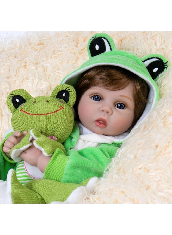 Aori Reborn Dolls Lifelike Newborn Baby Doll Realistic Weighted Toddler Real Life 22 Inch Jumping Frog Set Great Birthday Gift for Kids