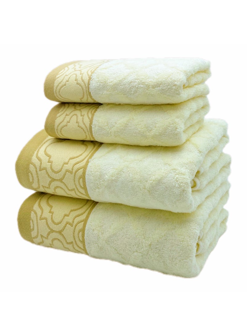 Soft and absorbent cotton thickened and quick drying luxury hotel bath towel set size 70 * 140cm environmentally friendly and durable bathroom daily home spa sports and travel (beige)